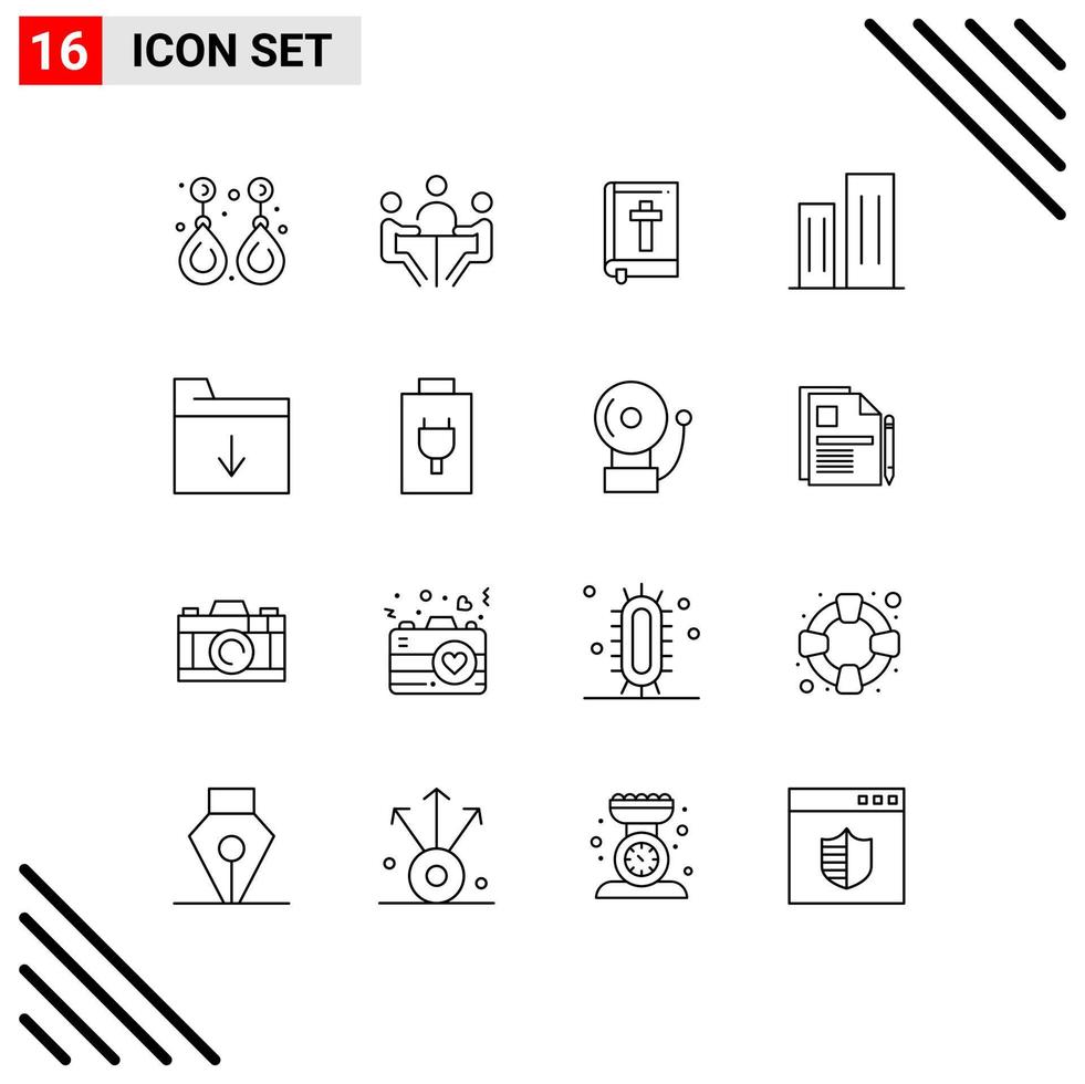 Set of 16 Modern UI Icons Symbols Signs for district buildings discussion architecture easter Editable Vector Design Elements