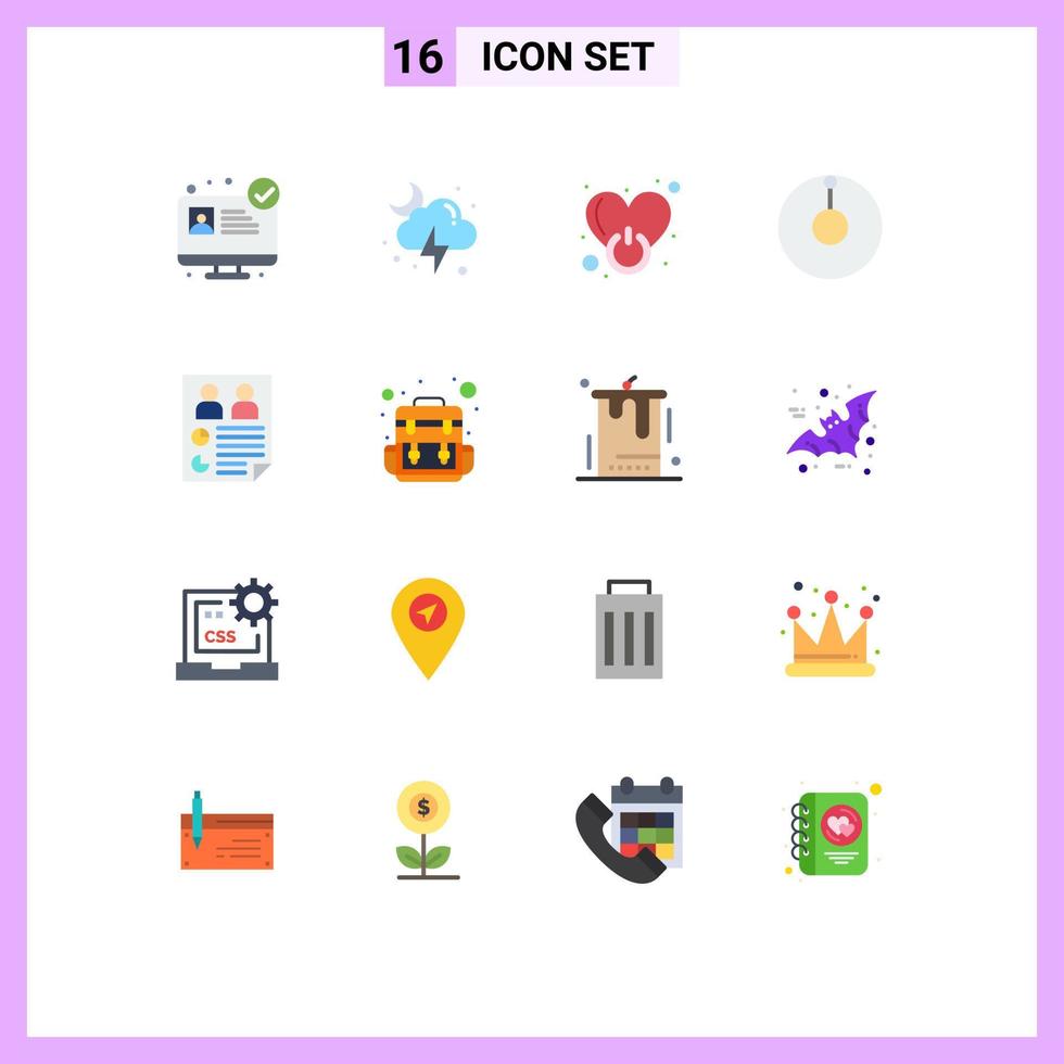 Flat Color Pack of 16 Universal Symbols of report page on data astronomy Editable Pack of Creative Vector Design Elements