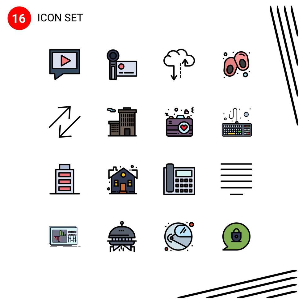 Modern Set of 16 Flat Color Filled Lines and symbols such as building change cloud arrow line Editable Creative Vector Design Elements