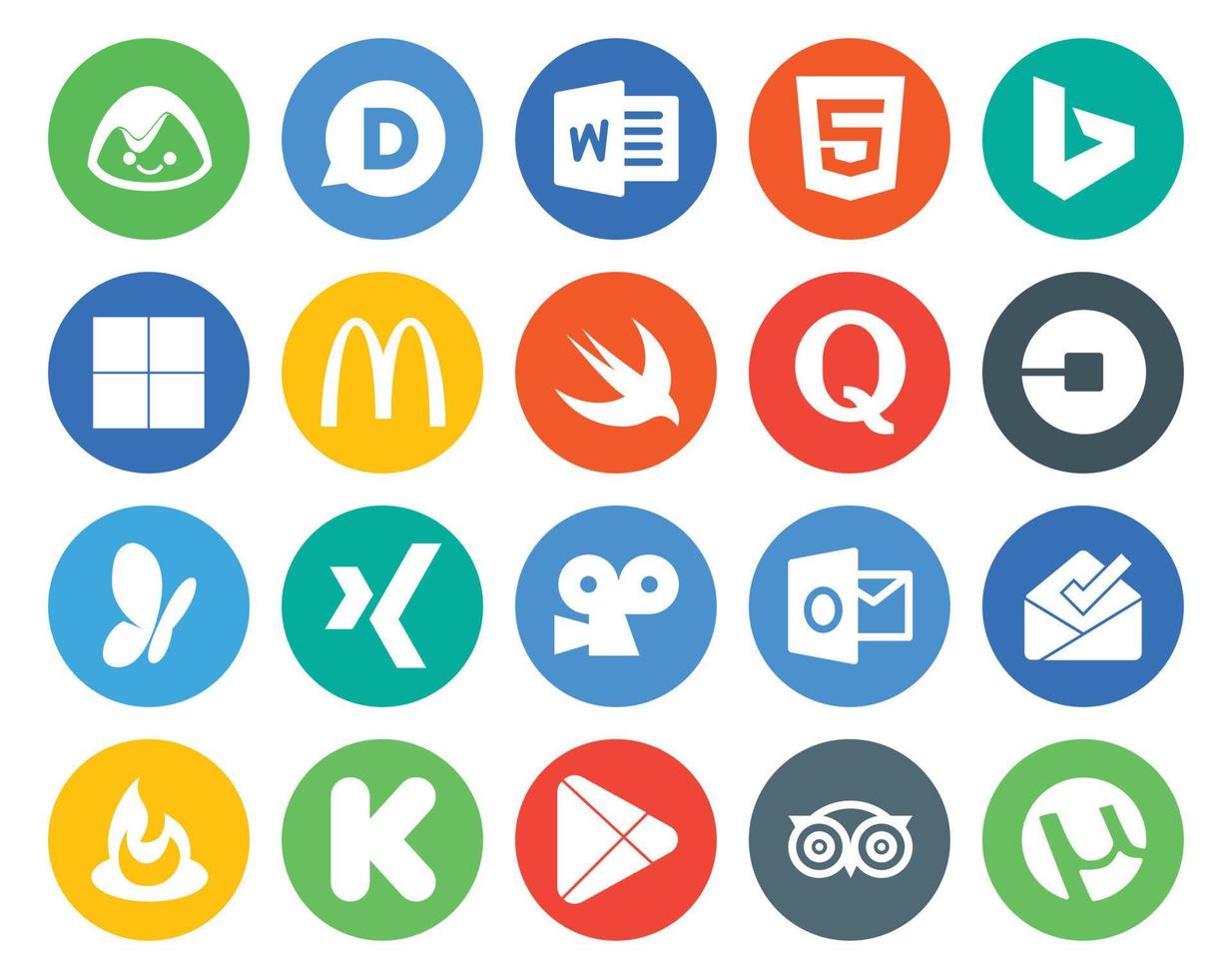 20 Social Media Icon Pack Including inbox viddler quora xing driver vector