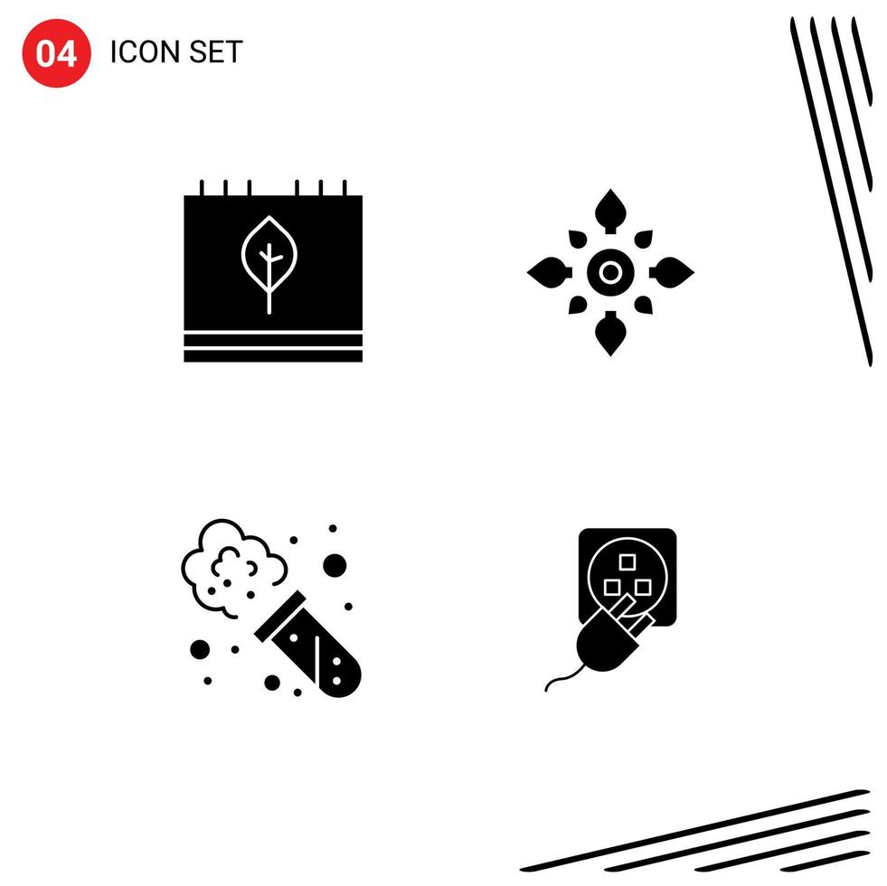 Stock Vector Icon Pack of 4 Line Signs and Symbols for autumn hindu leaf decorate chemistry Editable Vector Design Elements