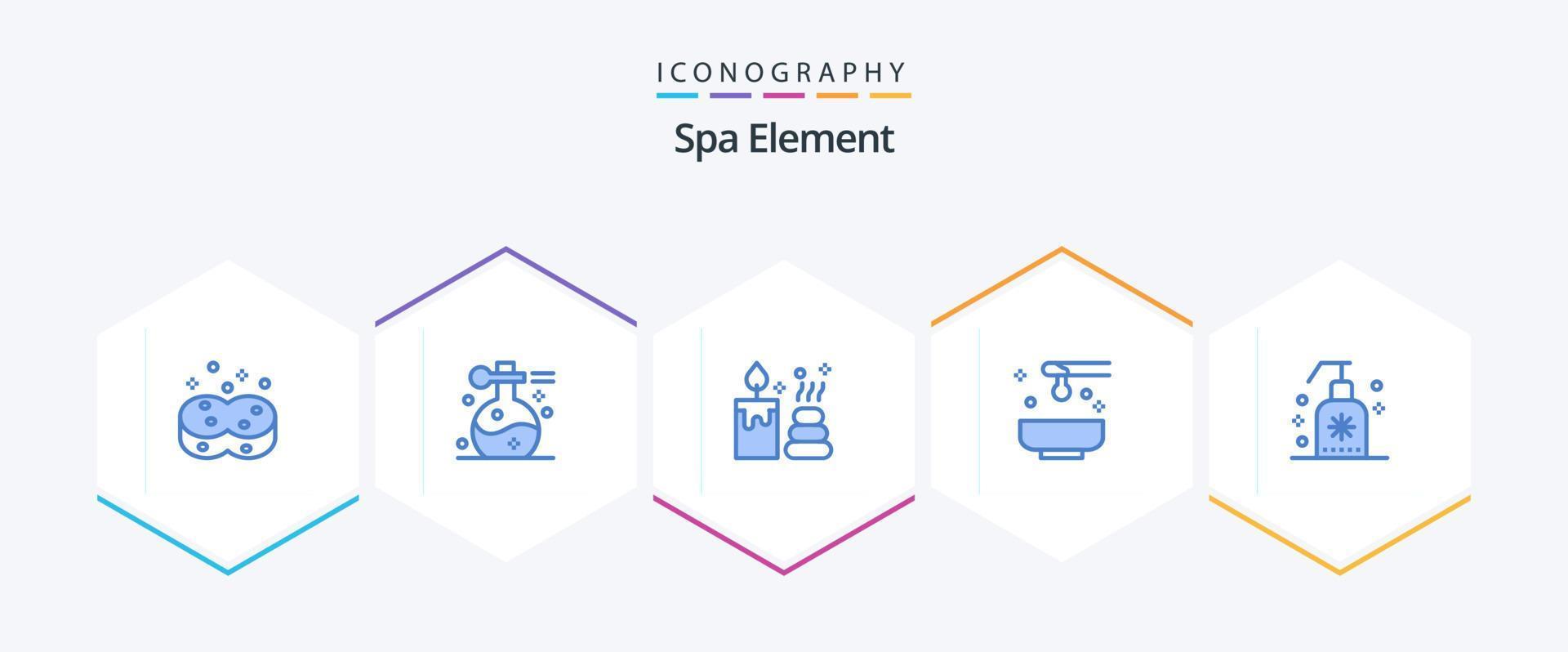 Spa Element 25 Blue icon pack including cleaning. spa. yoga. oil. beauty vector