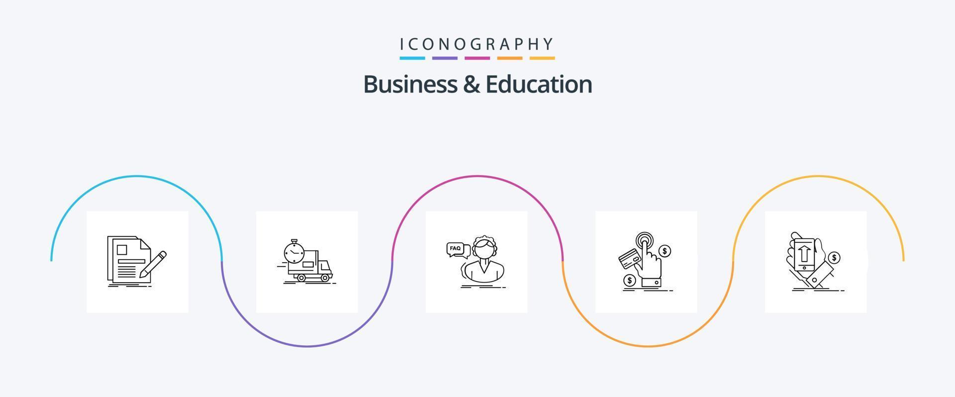 Business And Education Line 5 Icon Pack Including pay. ppc. transport. help. call vector