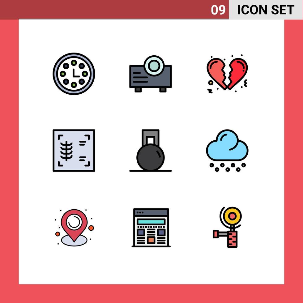 Set of 9 Modern UI Icons Symbols Signs for cloud sport heart gym xray Editable Vector Design Elements