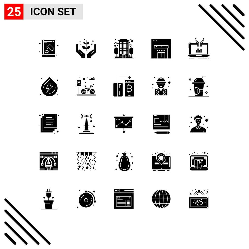 Universal Icon Symbols Group of 25 Modern Solid Glyphs of analytical shopping give store office Editable Vector Design Elements