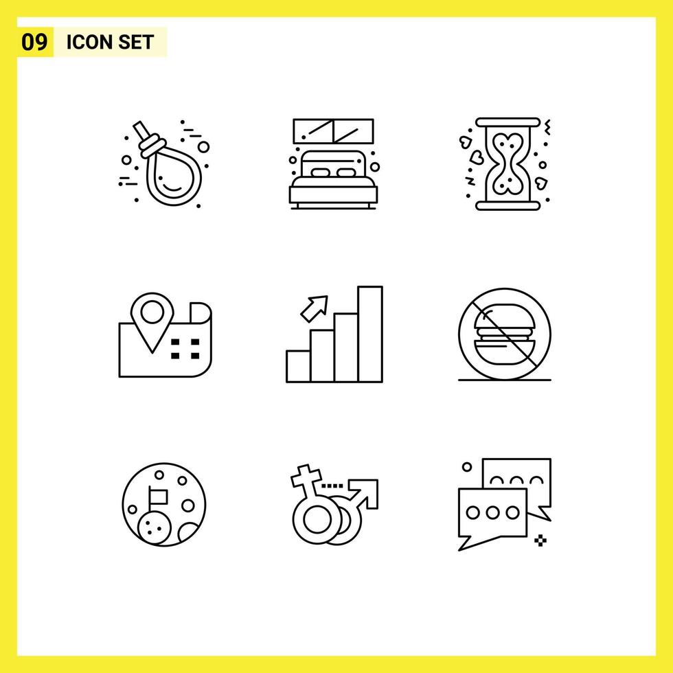 Universal Icon Symbols Group of 9 Modern Outlines of business location window navigation hourglass Editable Vector Design Elements