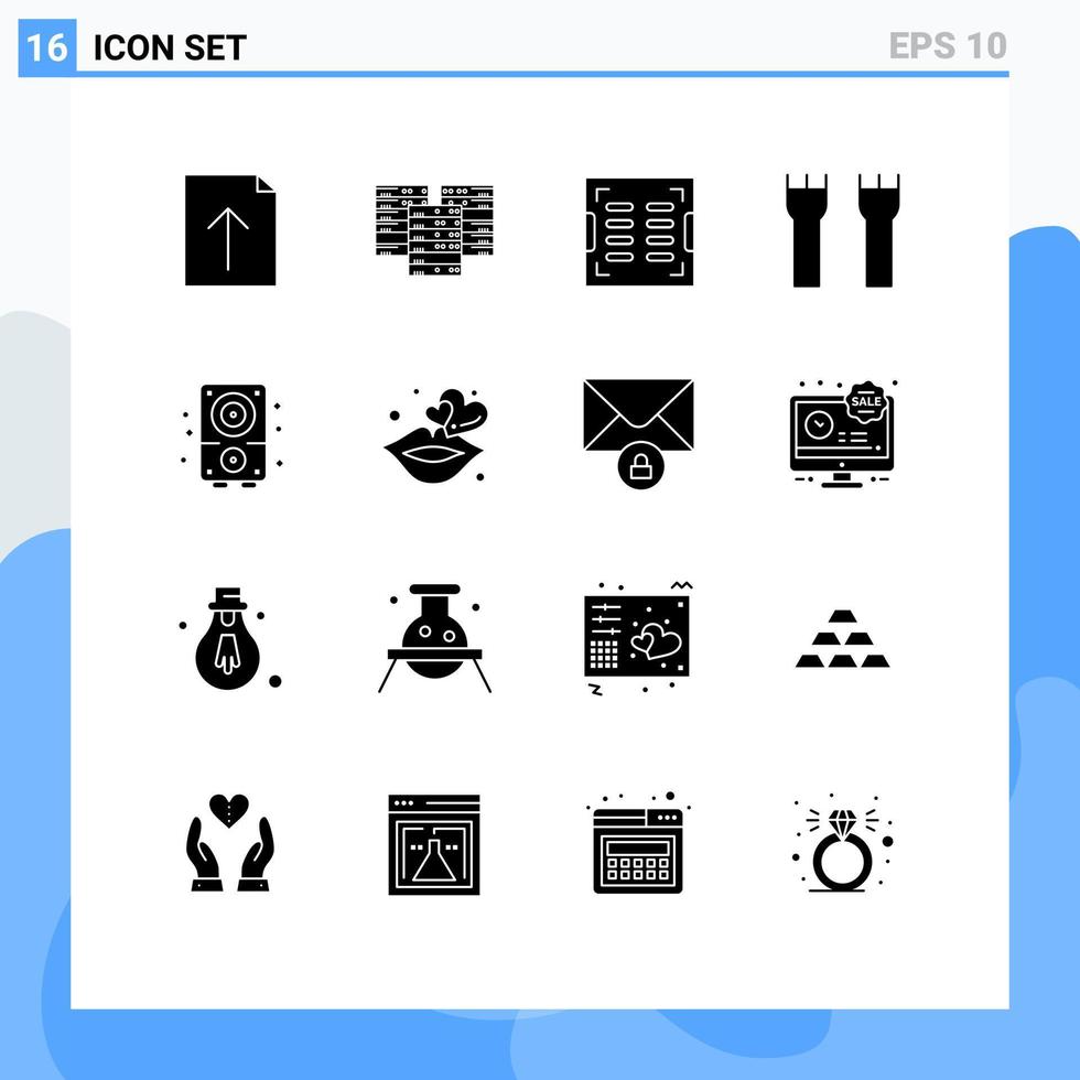 Modern Set of 16 Solid Glyphs and symbols such as audio fortress bathroom castle tower castle Editable Vector Design Elements