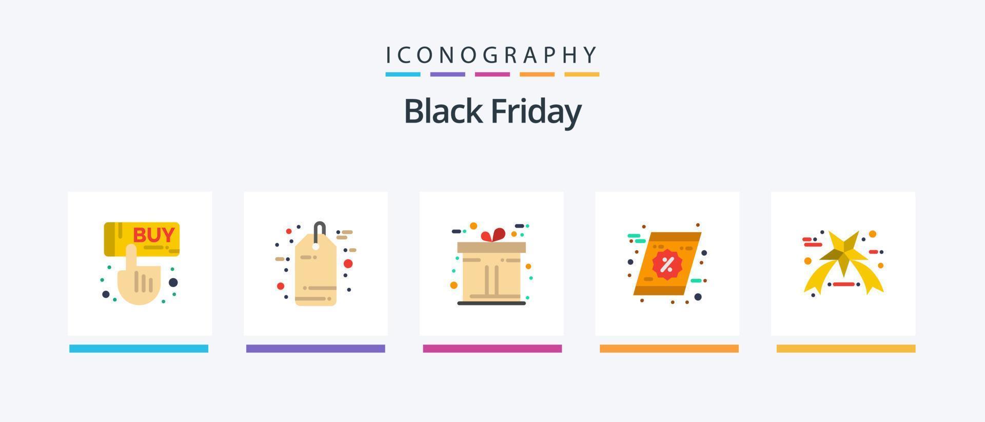 Black Friday Flat 5 Icon Pack Including star. black friday. black friday. shopping. discount. Creative Icons Design vector