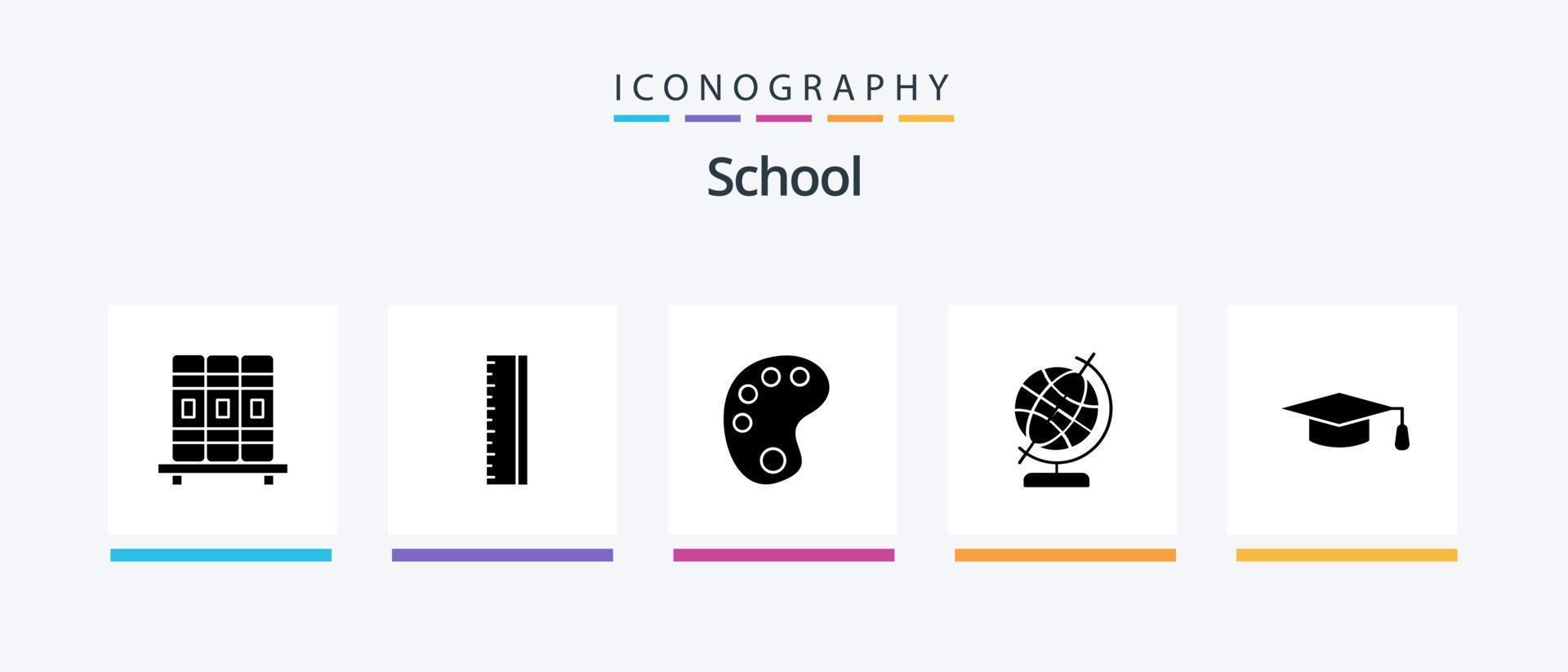School Glyph 5 Icon Pack Including . paint. graduation hat. academic. Creative Icons Design vector