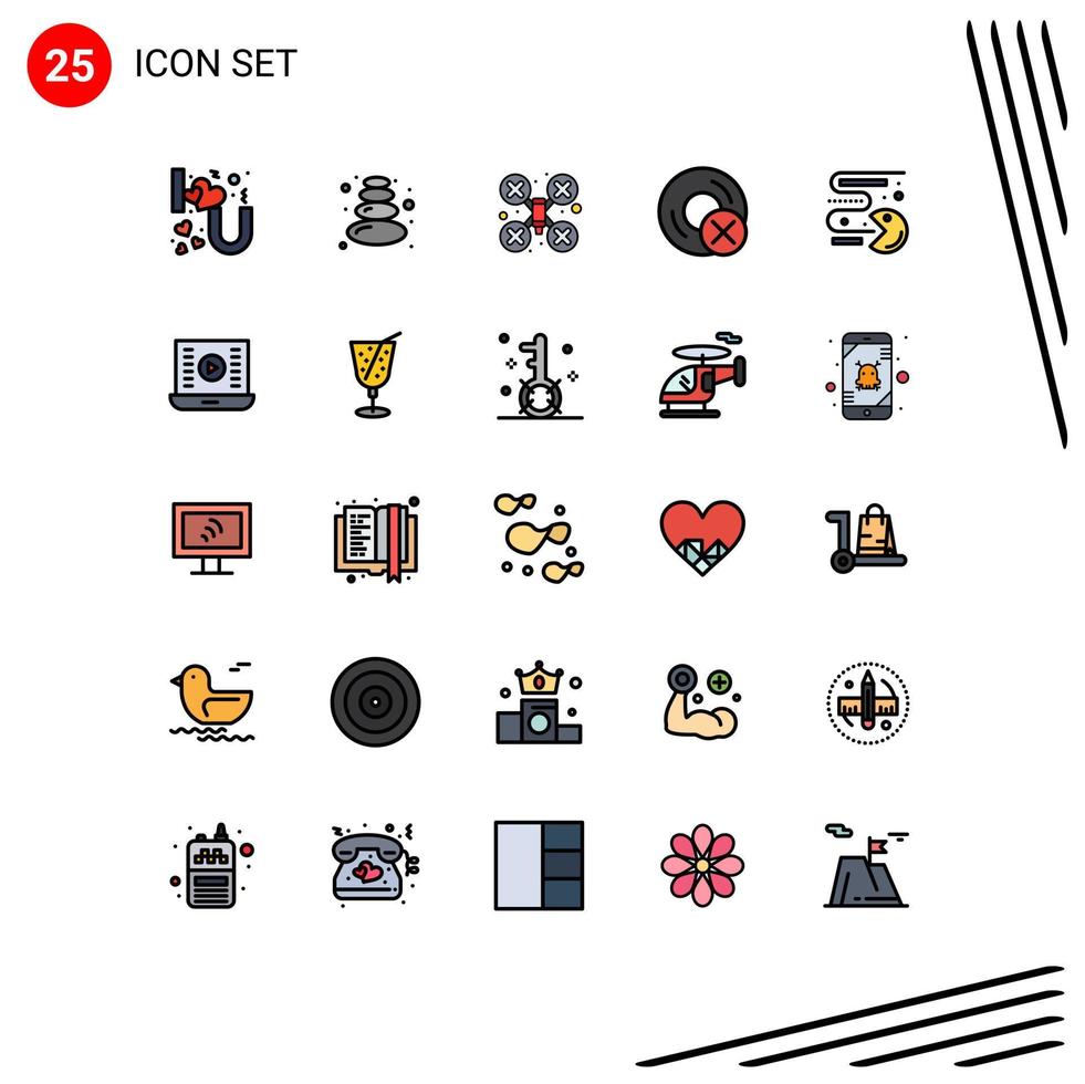 Modern Set of 25 Filled line Flat Colors Pictograph of games hardware camera gadget devices Editable Vector Design Elements