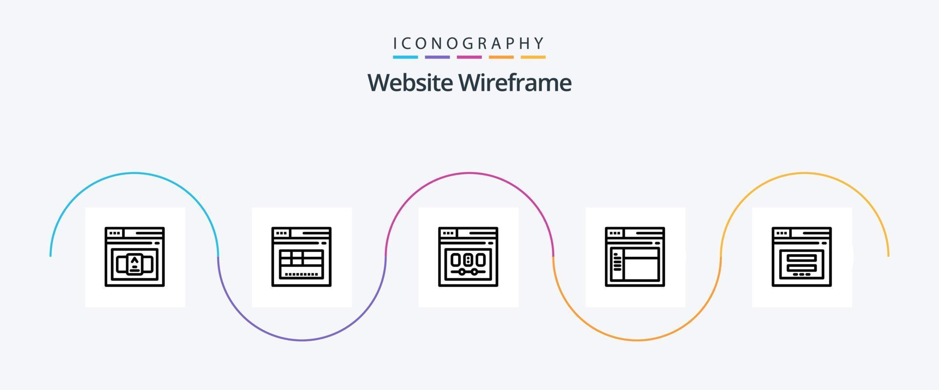Website Wireframe Line 5 Icon Pack Including page. web. browser. page. webpage vector