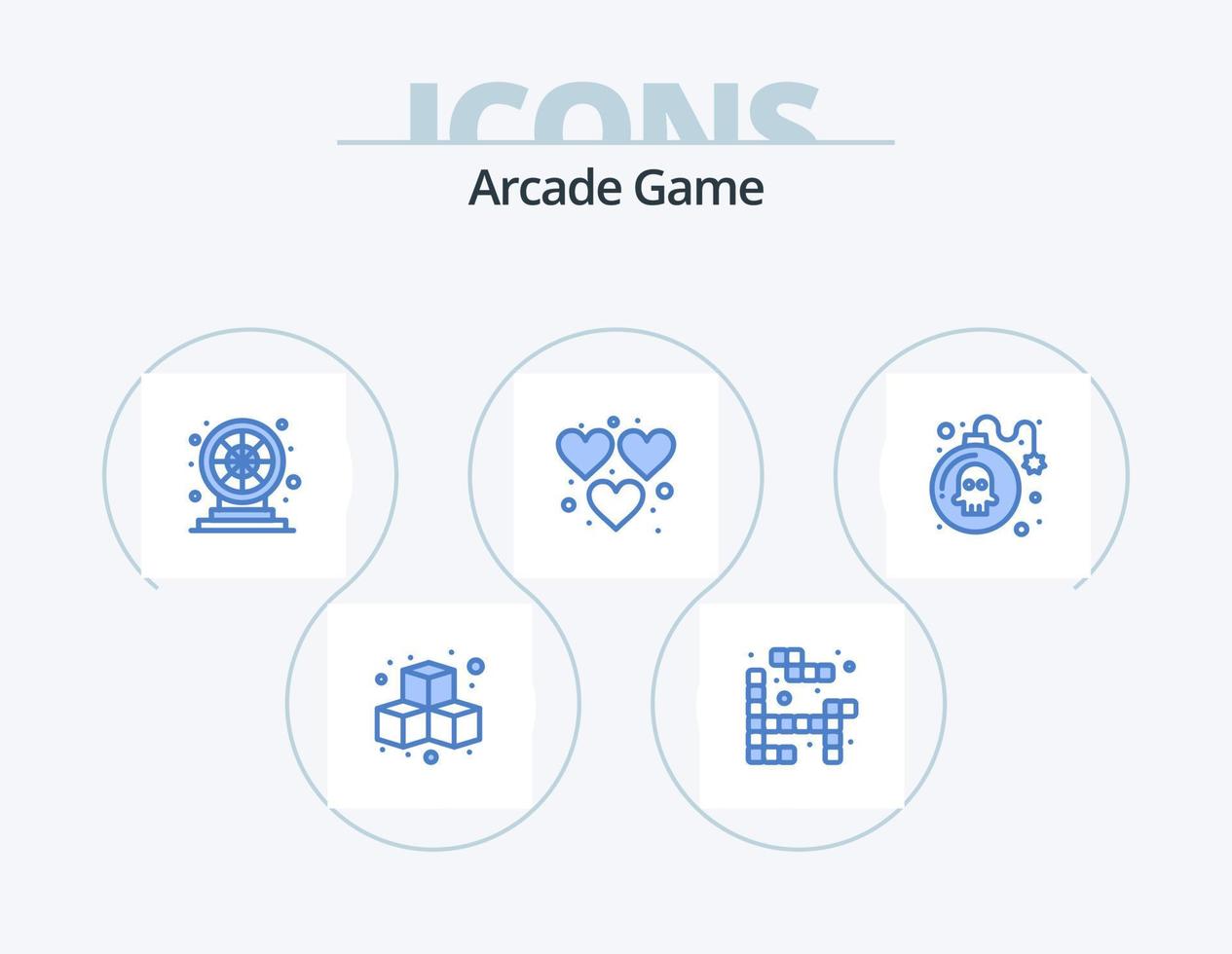 arcada azul icono paquete 5 5 icono diseño. juego. bomba. divertida. jugar. divertido vector