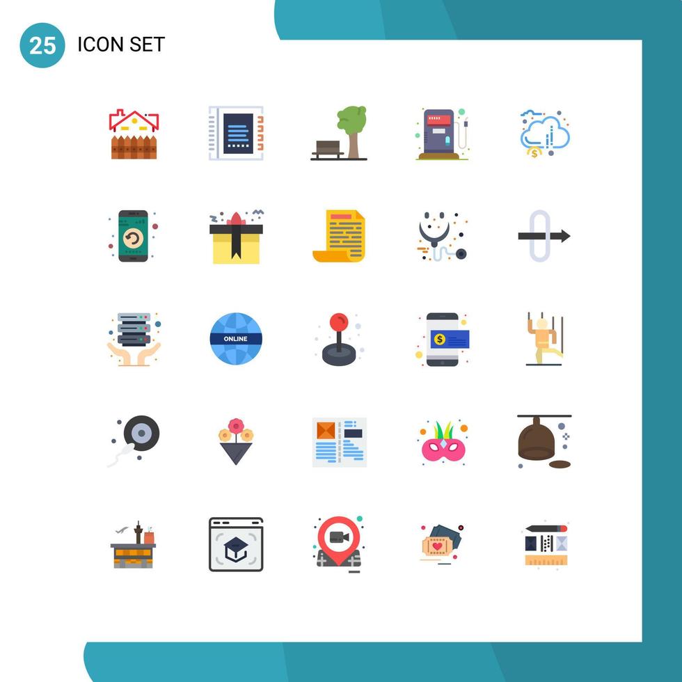 Universal Icon Symbols Group of 25 Modern Flat Colors of crowd funding gas contacts fuel park Editable Vector Design Elements