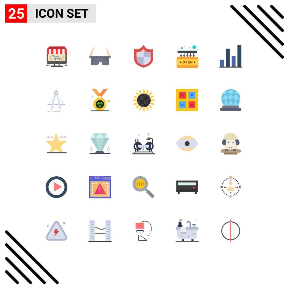 Stock Vector Icon Pack of 25 Line Signs and Symbols for chart sign board eye shop board Editable Vector Design Elements