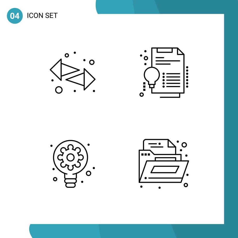 Editable Vector Line Pack of 4 Simple Filledline Flat Colors of arrows process right invention gear Editable Vector Design Elements