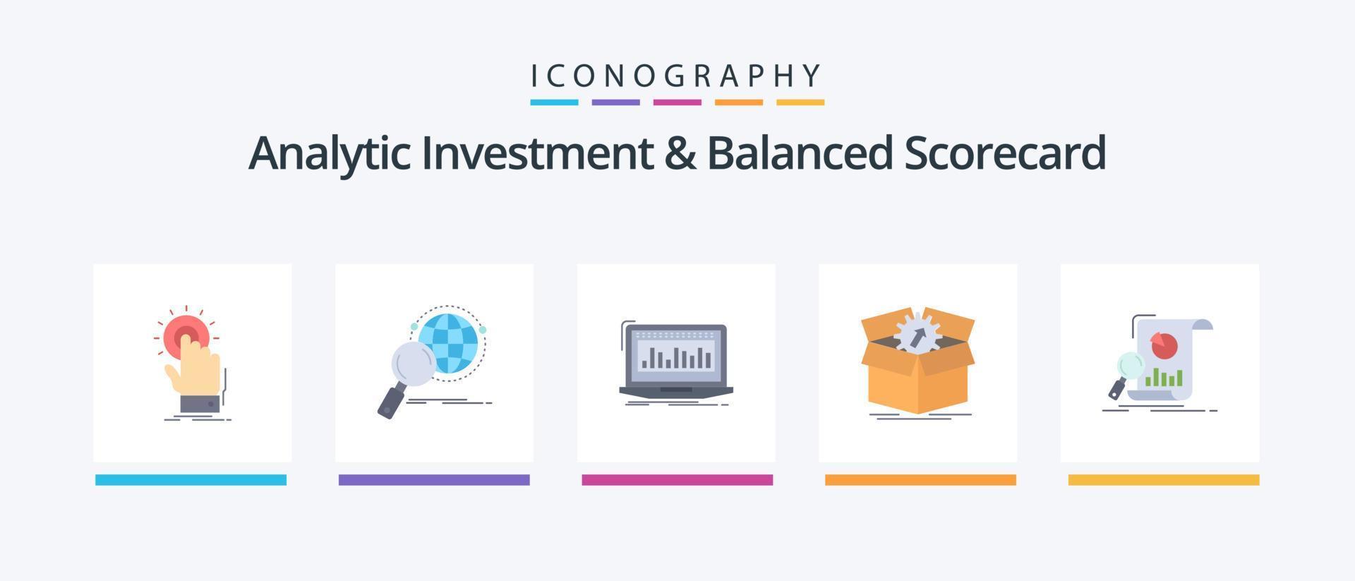 analítico inversión y equilibrado tanteador plano 5 5 icono paquete incluso productividad. subir. investigación. existencias. índice. creativo íconos diseño vector