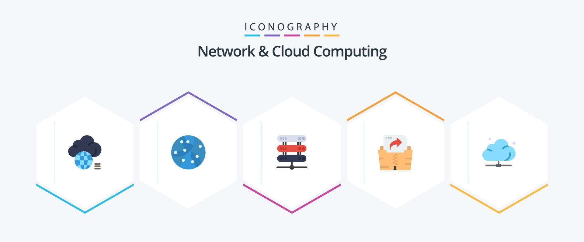 Network And Cloud Computing 25 Flat icon pack including data. folder. technology. file. storage vector