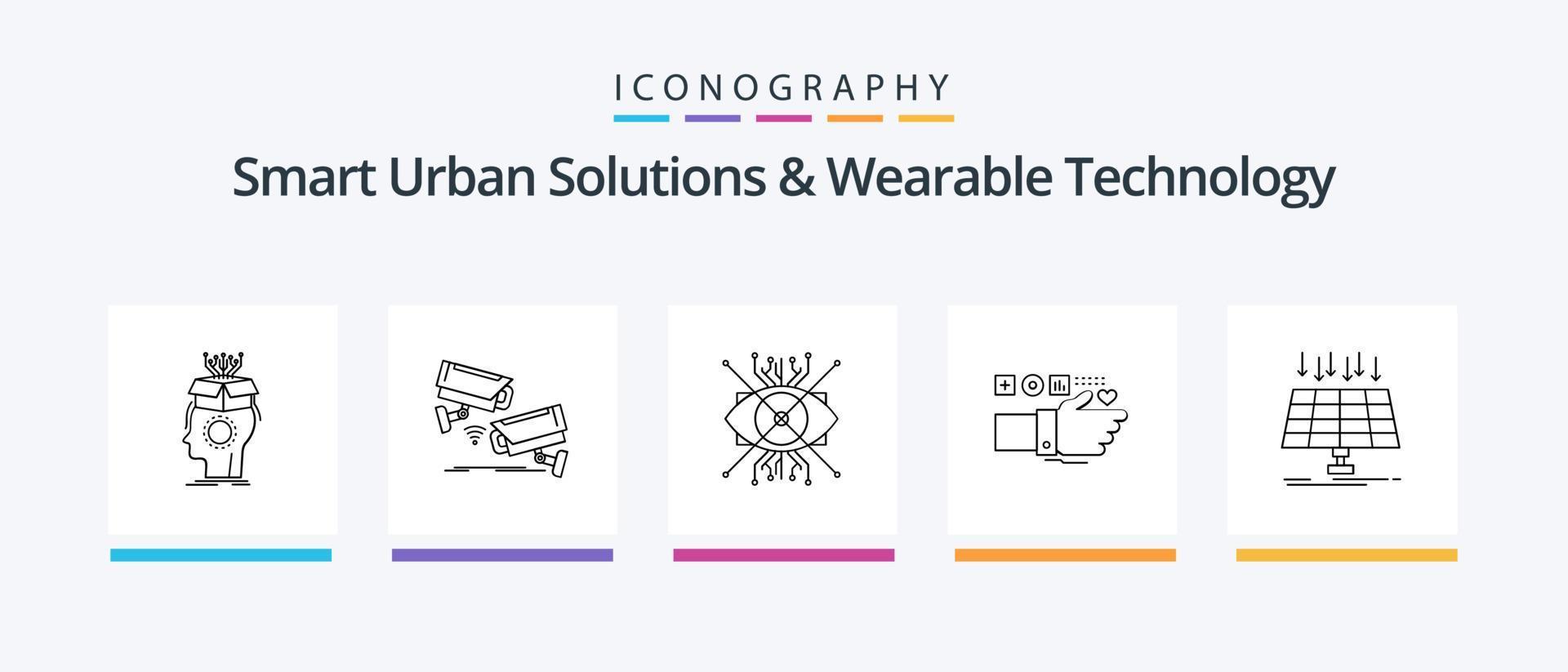 inteligente urbano soluciones y usable tecnología línea 5 5 icono paquete incluso vestidos. tecnología. volcán. viento. vertical. creativo íconos diseño vector