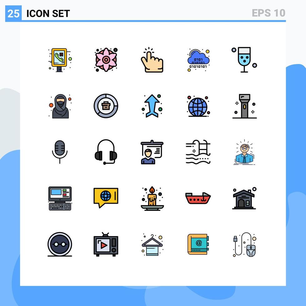 25 Creative Icons Modern Signs and Symbols of cup digital click code binary Editable Vector Design Elements