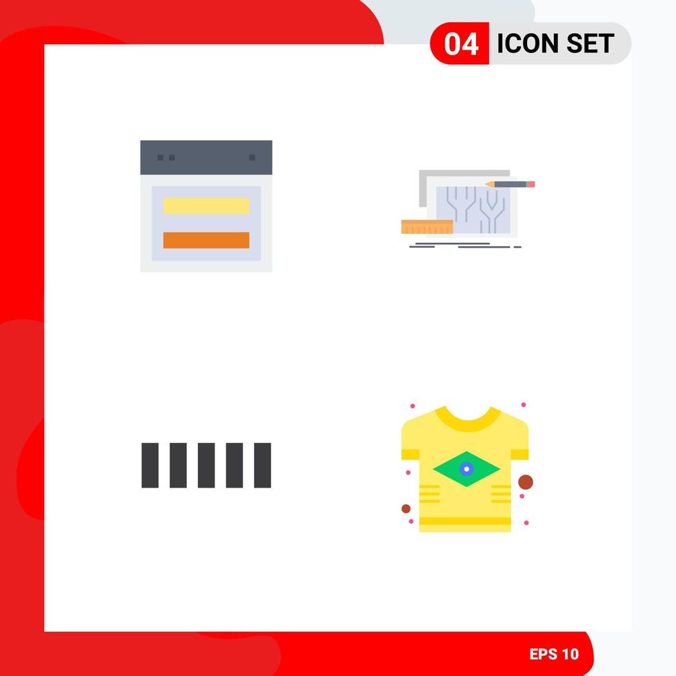 Set of 4 Modern UI Icons Symbols Signs for design engineering web blueprint phone Editable Vector Design Elements