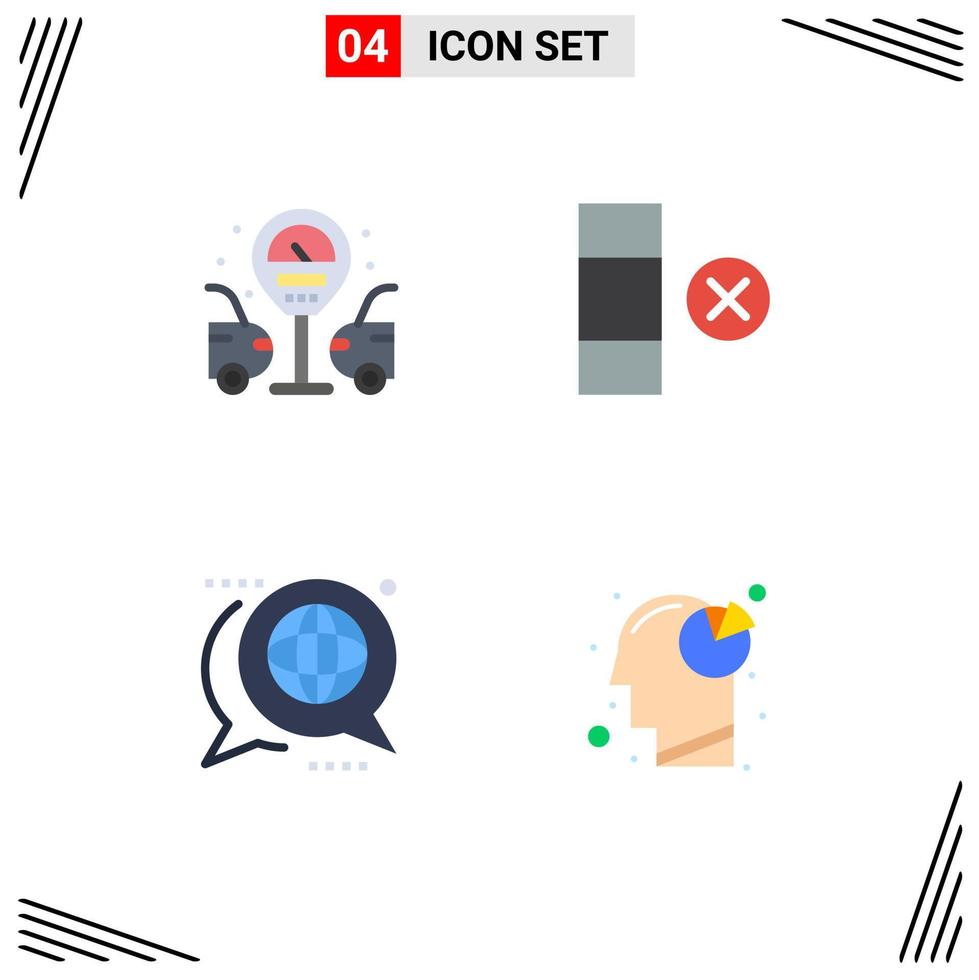 4 Universal Flat Icon Signs Symbols of city global cell communication analysis Editable Vector Design Elements