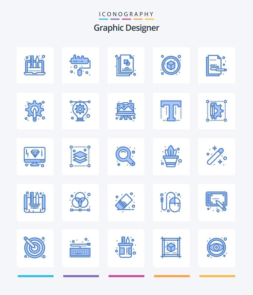 creativo gráfico diseñador 25 azul icono paquete tal como cuadro. creativo. creativo. objeto. caja vector