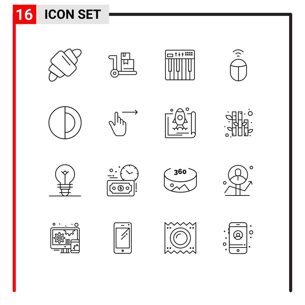 Outline Pack of 16 Universal Symbols of structure science hardware computer mouse Editable Vector Design Elements