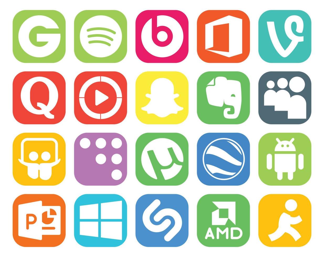 20 Social Media Icon Pack Including powerpoint google earth video utorrent slideshare vector