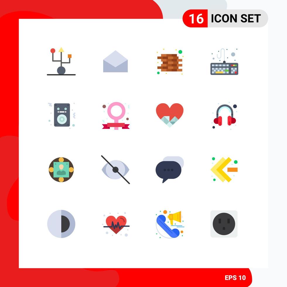 User Interface Pack of 16 Basic Flat Colors of ipod audio open keyboard computer Editable Pack of Creative Vector Design Elements