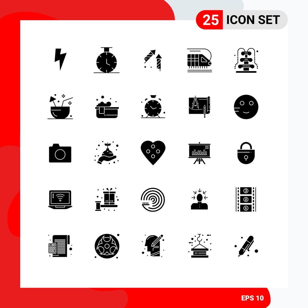 Universal Icon Symbols Group of 25 Modern Solid Glyphs of drink water firecracker romance fountain Editable Vector Design Elements
