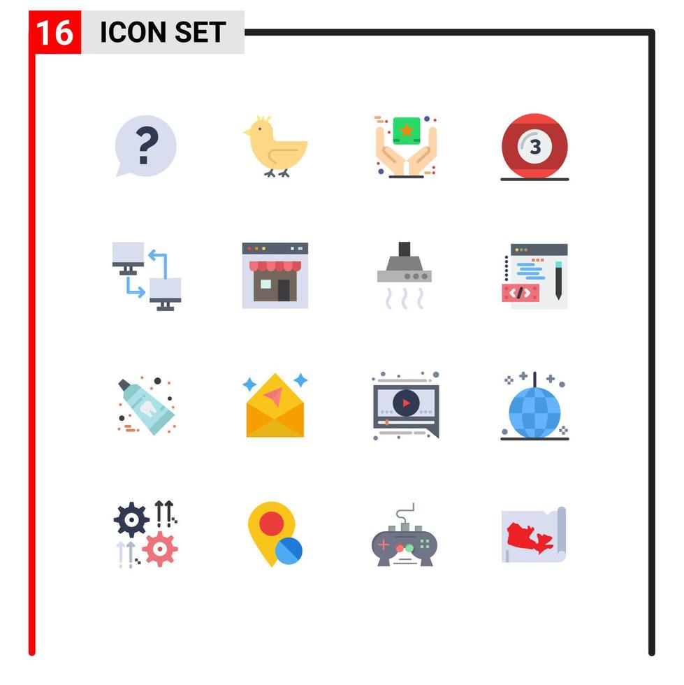 16 Flat Color concept for Websites Mobile and Apps computer play best quality game cue ball Editable Pack of Creative Vector Design Elements