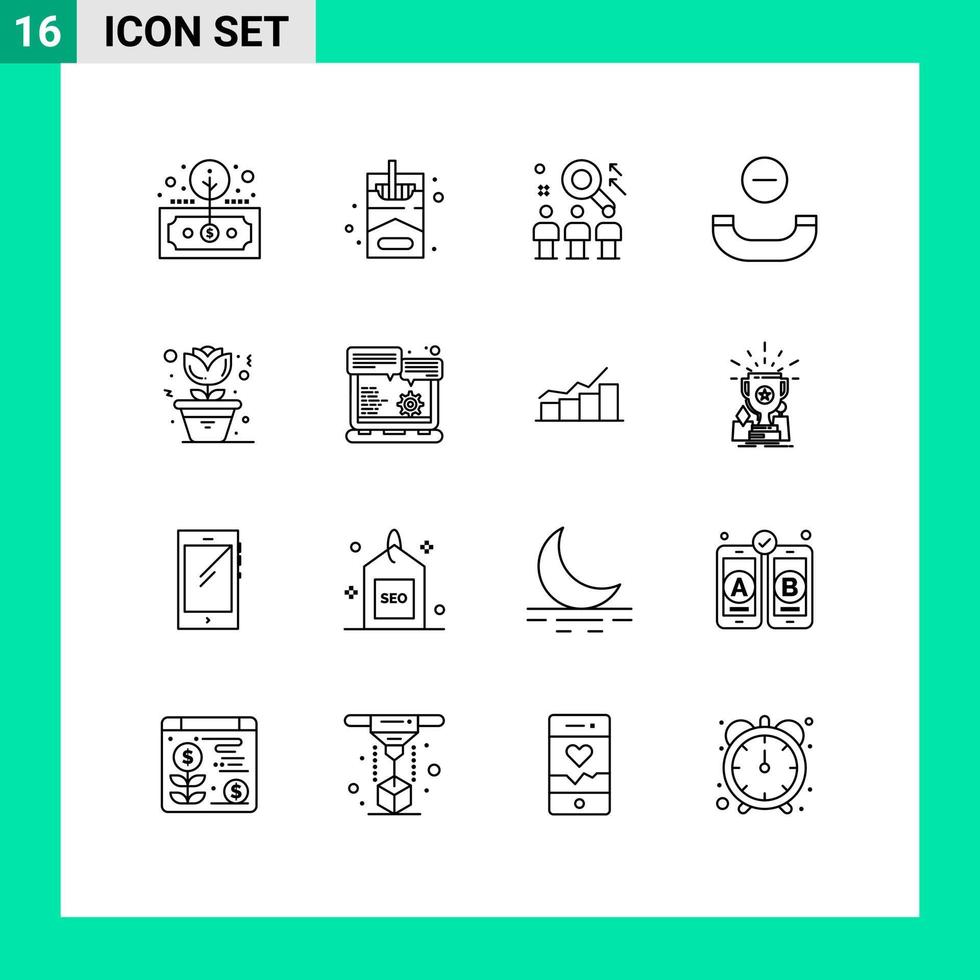 Set of 16 Modern UI Icons Symbols Signs for home hang up rescource handset job Editable Vector Design Elements