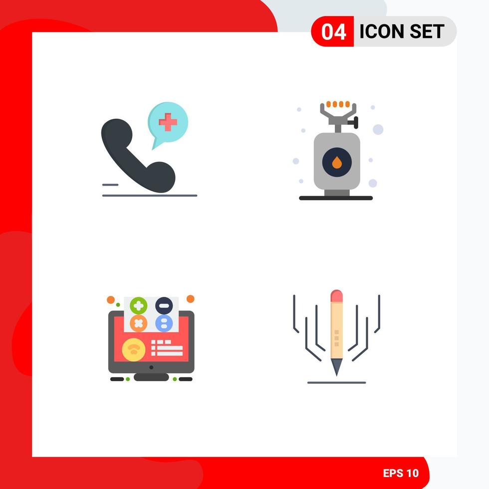 Modern Set of 4 Flat Icons and symbols such as mobile e hospital gas education Editable Vector Design Elements
