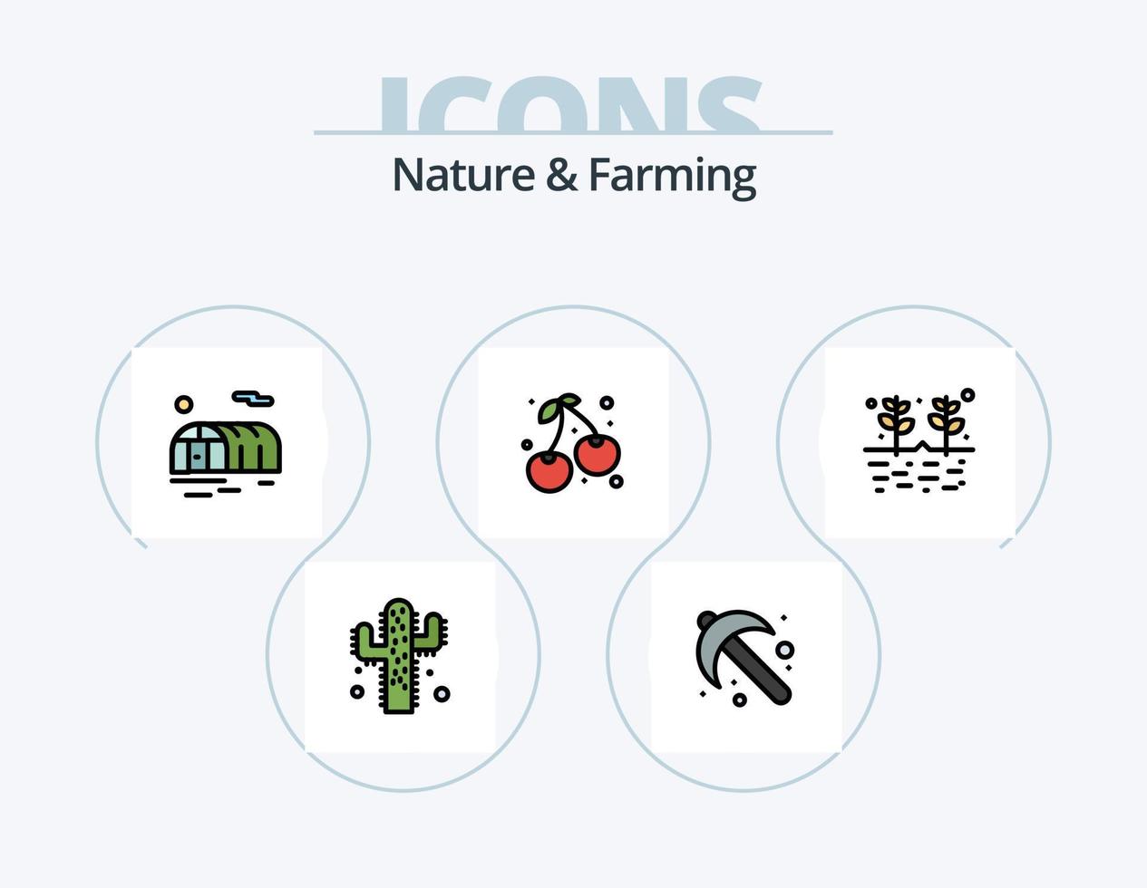 Nature And Farming Line Filled Icon Pack 5 Icon Design. . farming. agriculture. sun. environment vector
