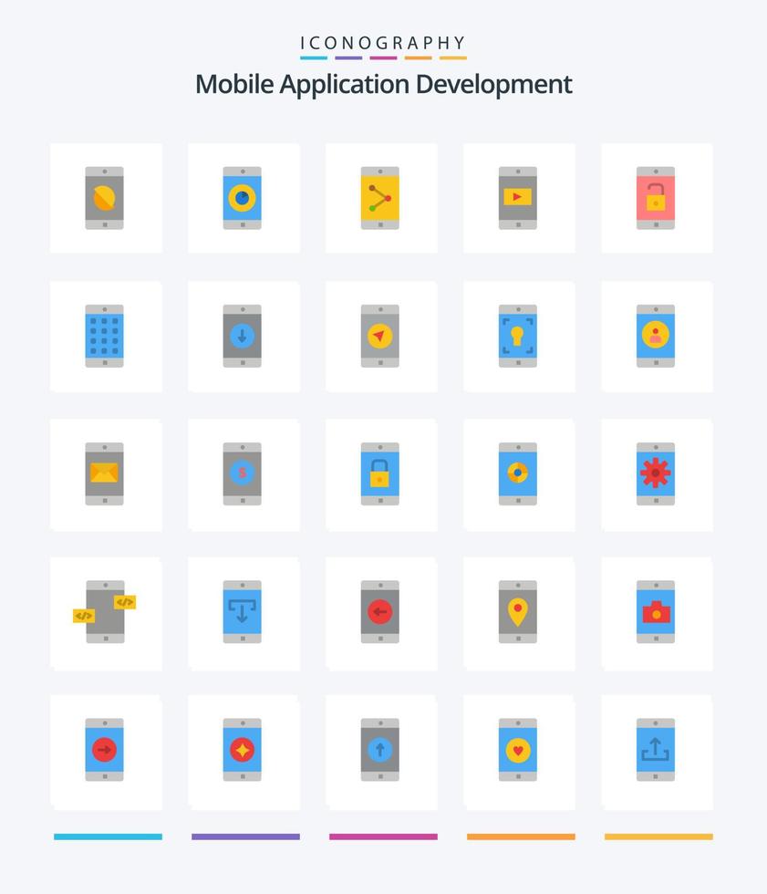 Creative Mobile Application Development 25 Flat icon pack  Such As unlock. mobile. mobile. application. mobile application vector