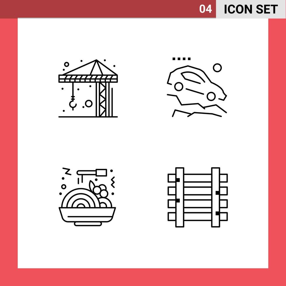 Universal Icon Symbols Group of 4 Modern Filledline Flat Colors of architecture fast accident slope station Editable Vector Design Elements