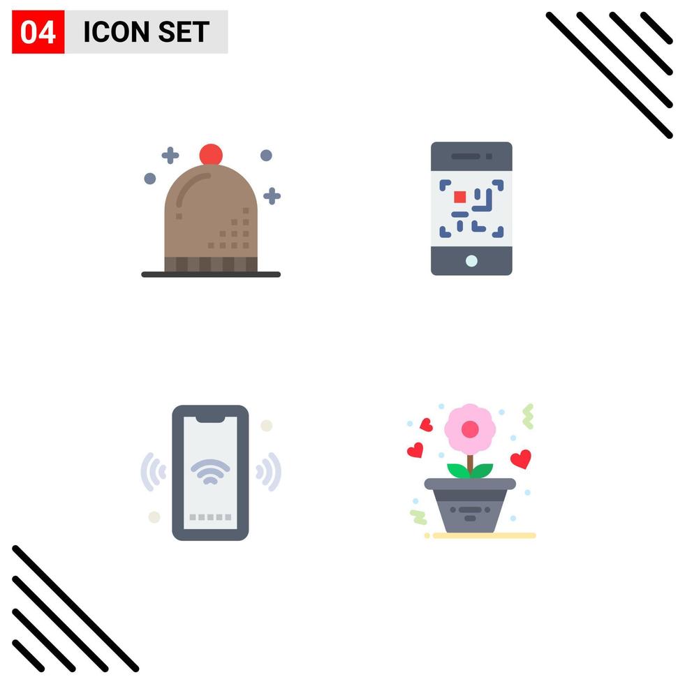 Pictogram Set of 4 Simple Flat Icons of celebration phone holiday phone wifi Editable Vector Design Elements