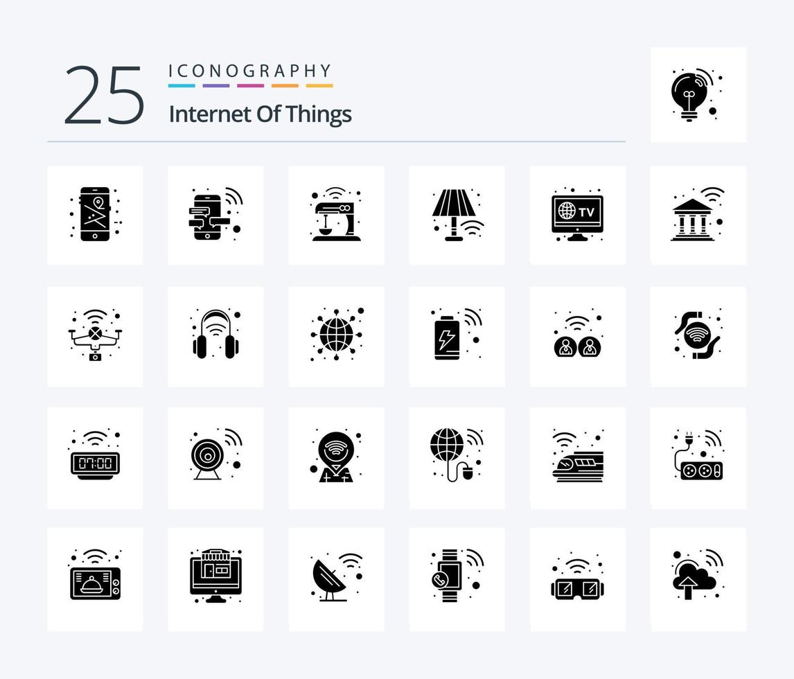 Internet Of Things 25 Solid Glyph icon pack including light. home. smart. control. smart vector