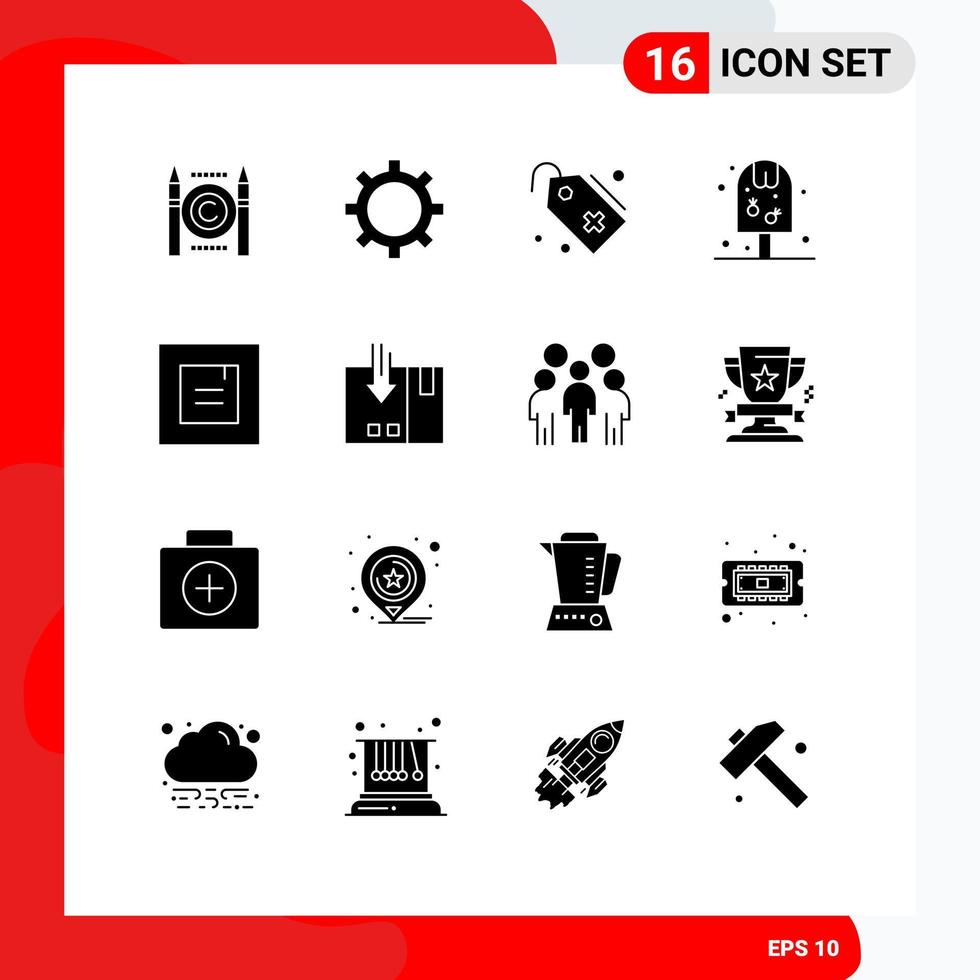 Modern Set of 16 Solid Glyphs Pictograph of arrow popup add layout drink Editable Vector Design Elements