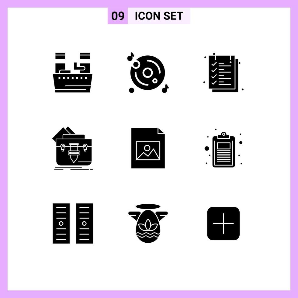 9 Creative Icons Modern Signs and Symbols of document folder document file portfolio Editable Vector Design Elements