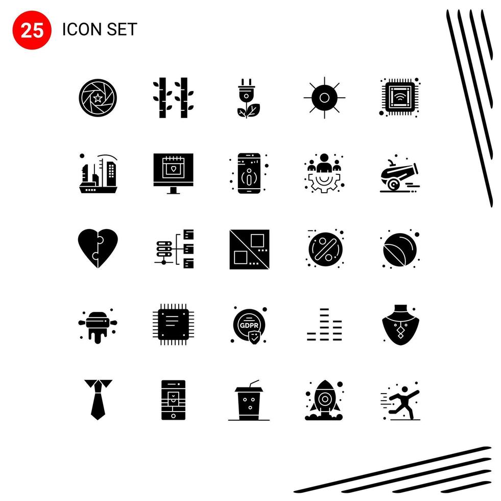 25 Solid Glyph concept for Websites Mobile and Apps chip science plant lab power Editable Vector Design Elements