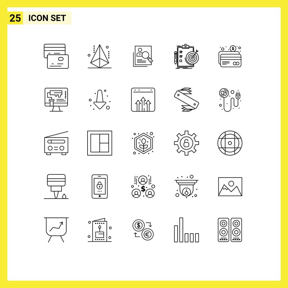 25 Thematic Vector Lines and Editable Symbols of report search employee resume personal Editable Vector Design Elements