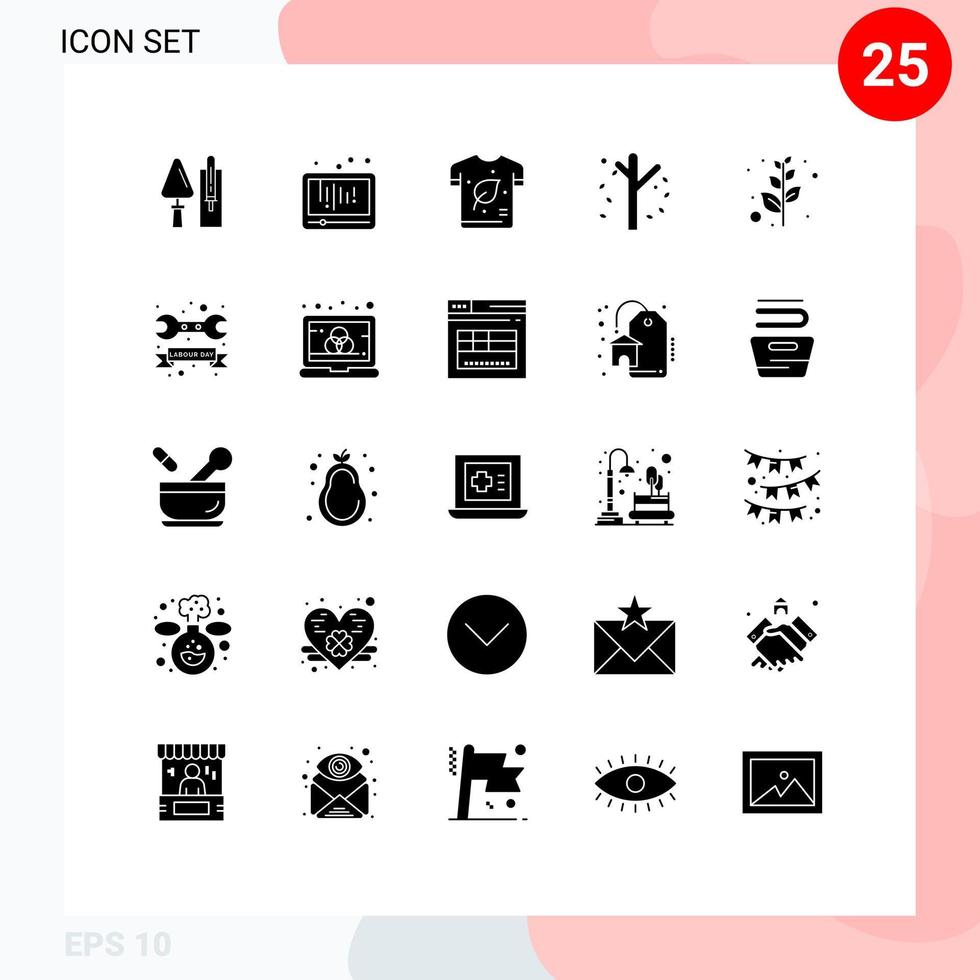 Set of 25 Modern UI Icons Symbols Signs for garden autumn social shirt ecology Editable Vector Design Elements