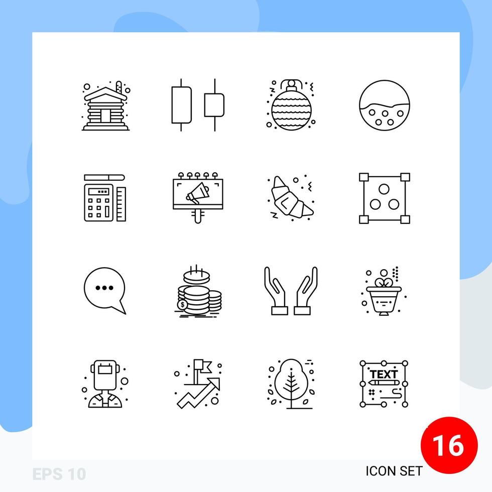 Modern Set of 16 Outlines Pictograph of calculator skin protection bauble skin skin Editable Vector Design Elements
