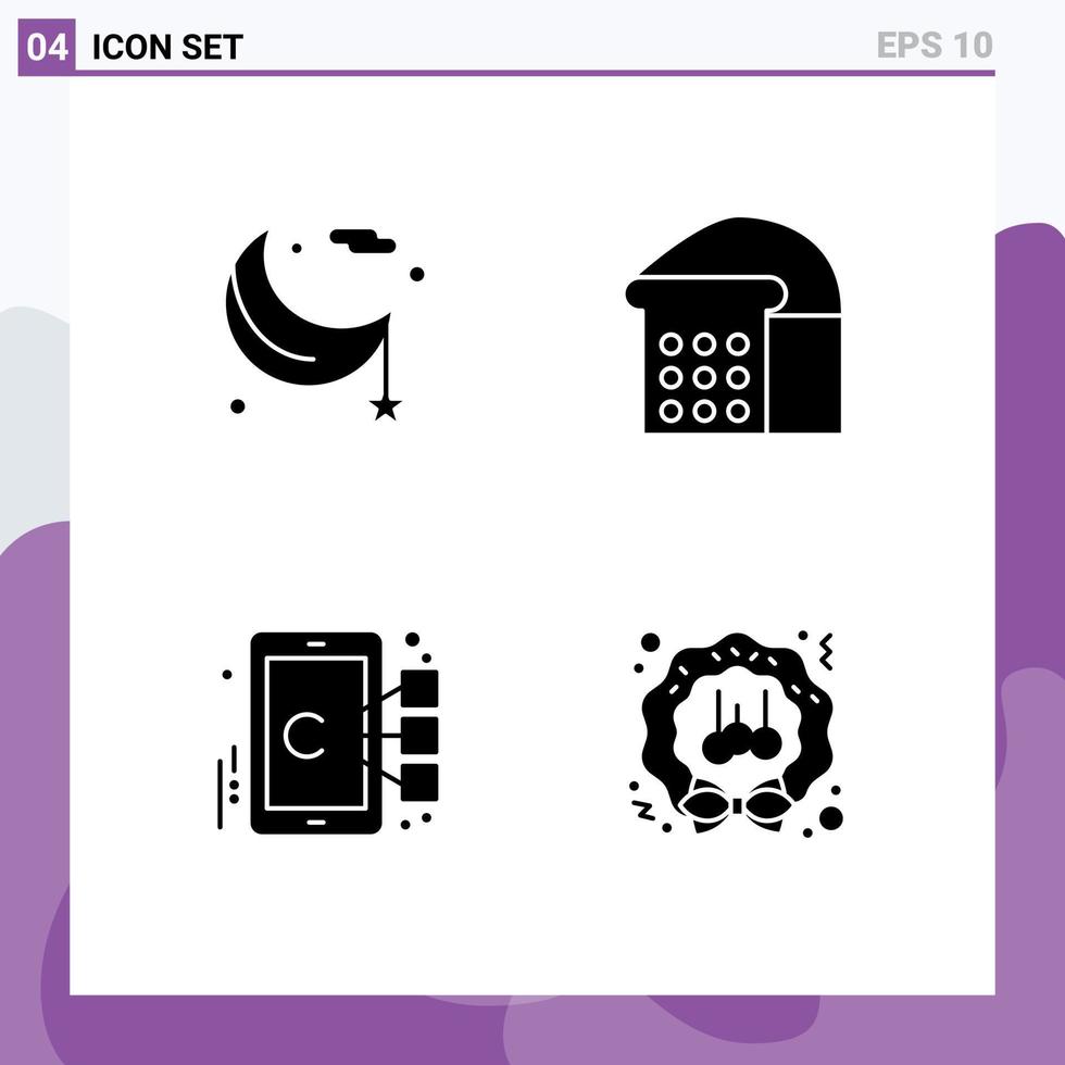 Editable Vector Line Pack of Simple Solid Glyphs of moon focus night food target Editable Vector Design Elements