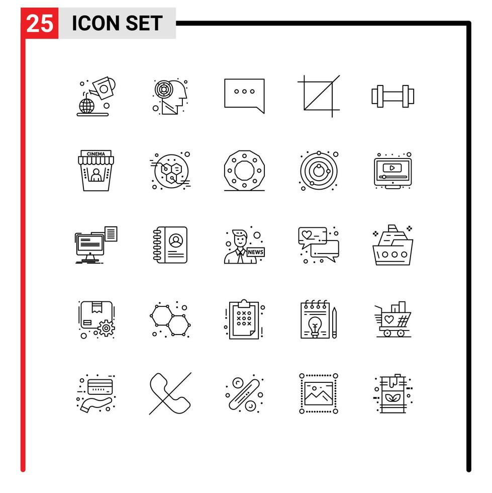 moderno conjunto de 25 líneas y símbolos tal como peso deporte charla gimnasio símbolos editable vector diseño elementos