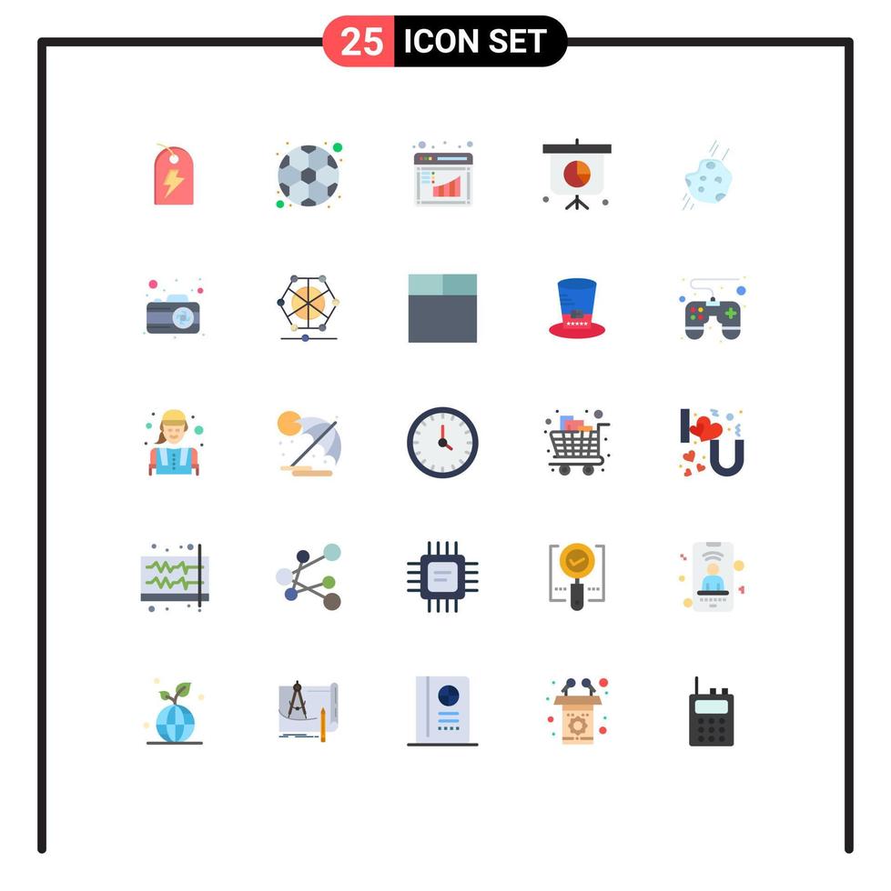 25 Thematic Vector Flat Colors and Editable Symbols of meteor asteroid board presentation business Editable Vector Design Elements