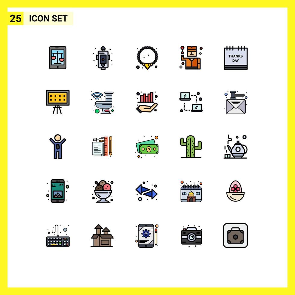 Set of 25 Modern UI Icons Symbols Signs for calendar profession emergency detective mala Editable Vector Design Elements