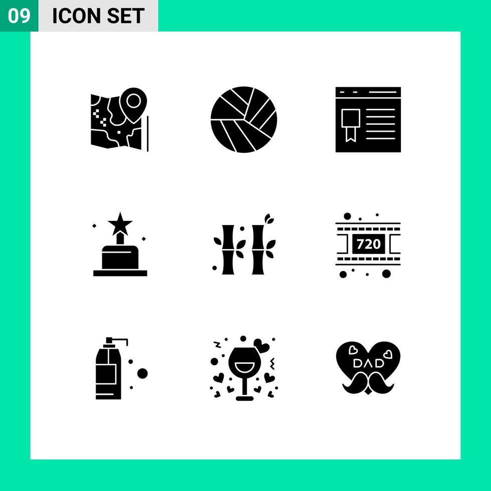 Solid Glyph Pack of 9 Universal Symbols of china oscar browser cinema website Editable Vector Design Elements
