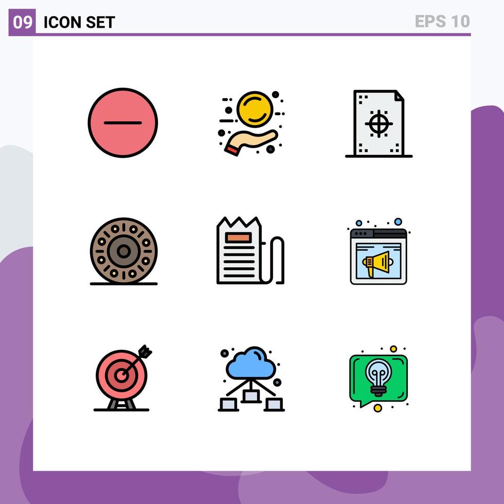Stock Vector Icon Pack of 9 Line Signs and Symbols for commerce food coding eat printing Editable Vector Design Elements